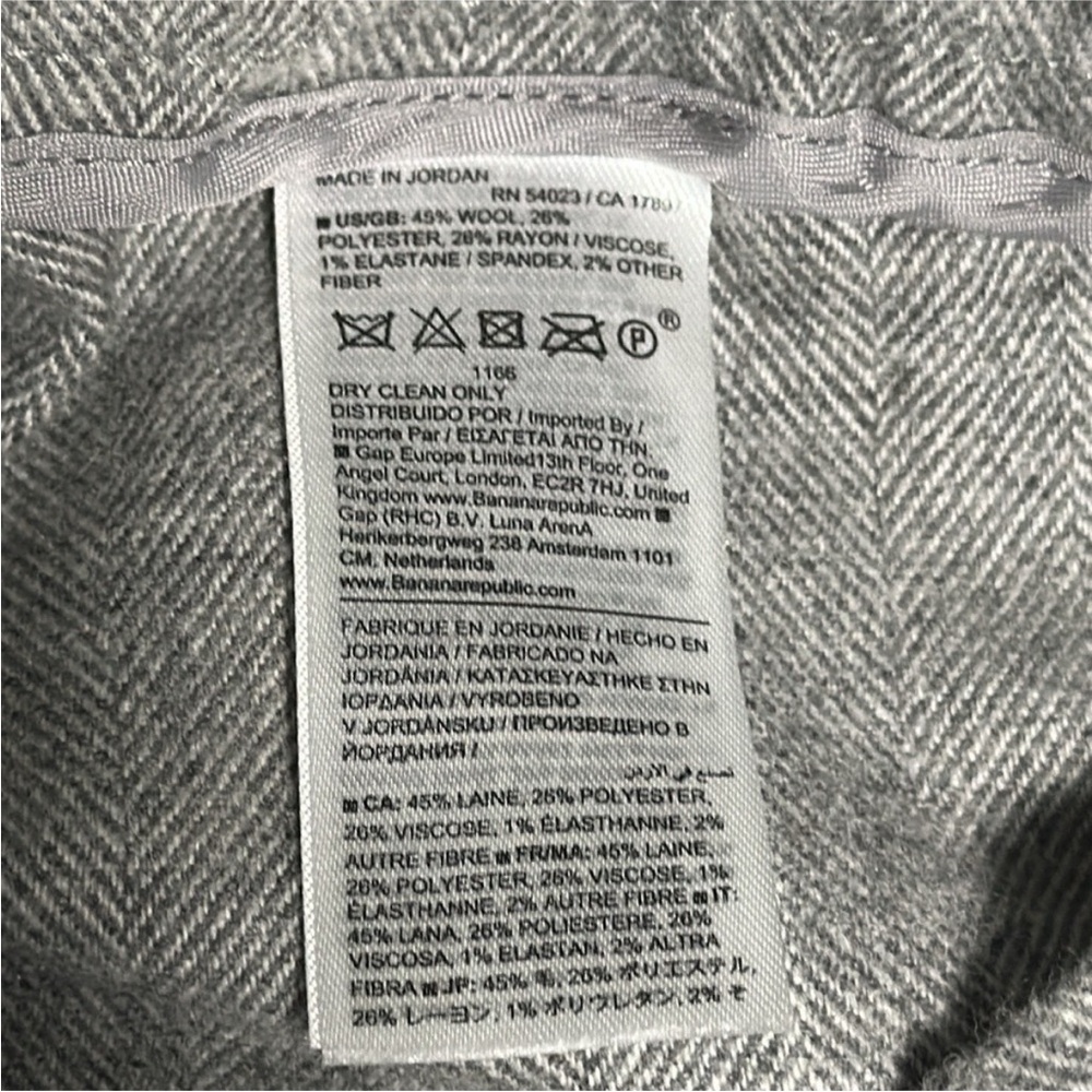 Banana Republic Woman’s Wool Gray Herringbone Pull-On Trouser Pants Size XL - Picture 9 of 10
